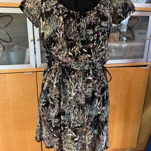 Franche Lippee black floral print cap sleeve dress Japanese brand